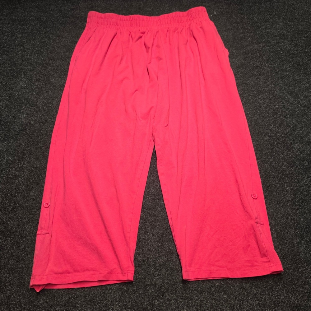 Moral Society Pink Cropped Lounge Pants Elastic Waist Wide Leg Capris 1X